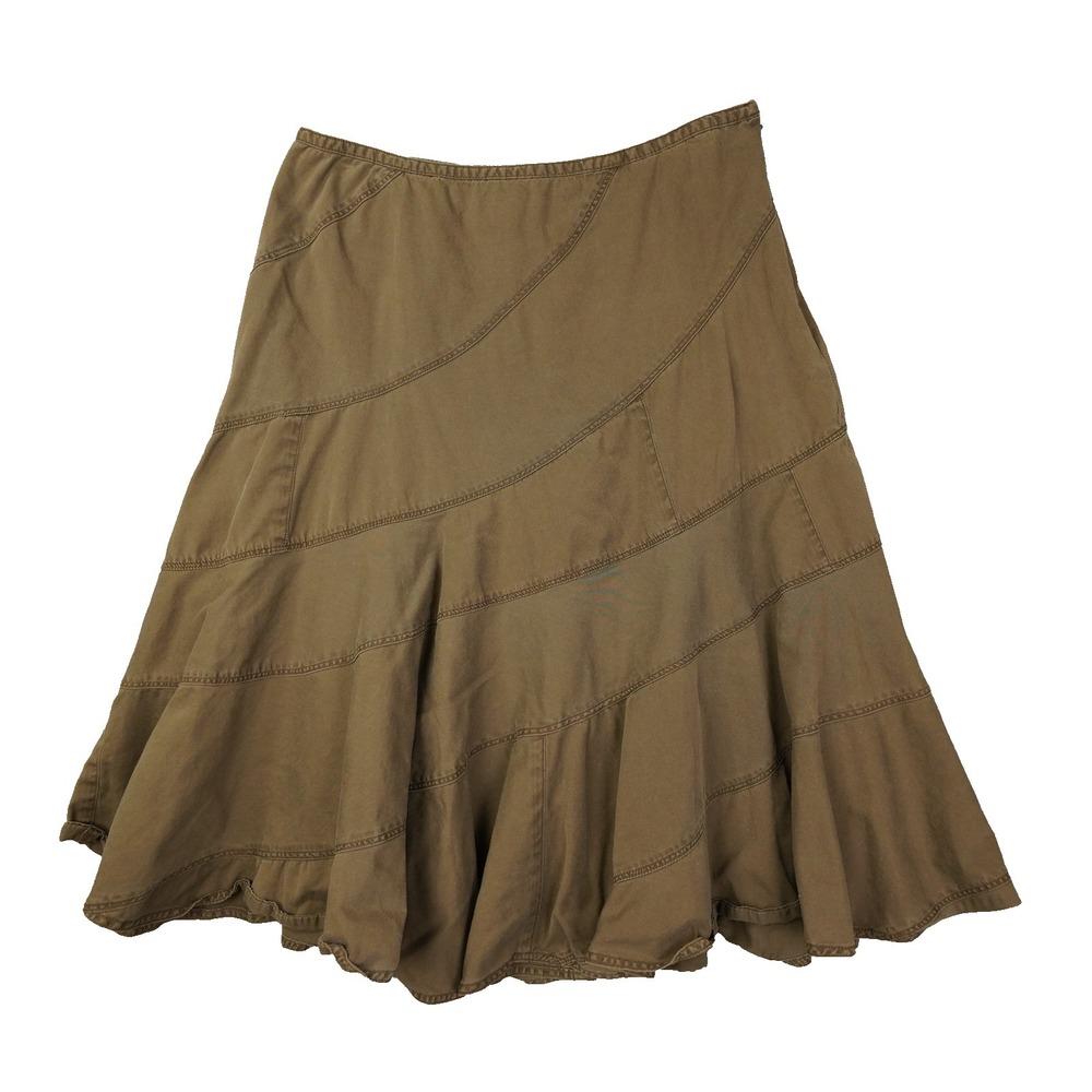 Vintage LRL Ralph Lauren Jeans Co. Skirt Size 8 Brown Patchwork Tiered Flare